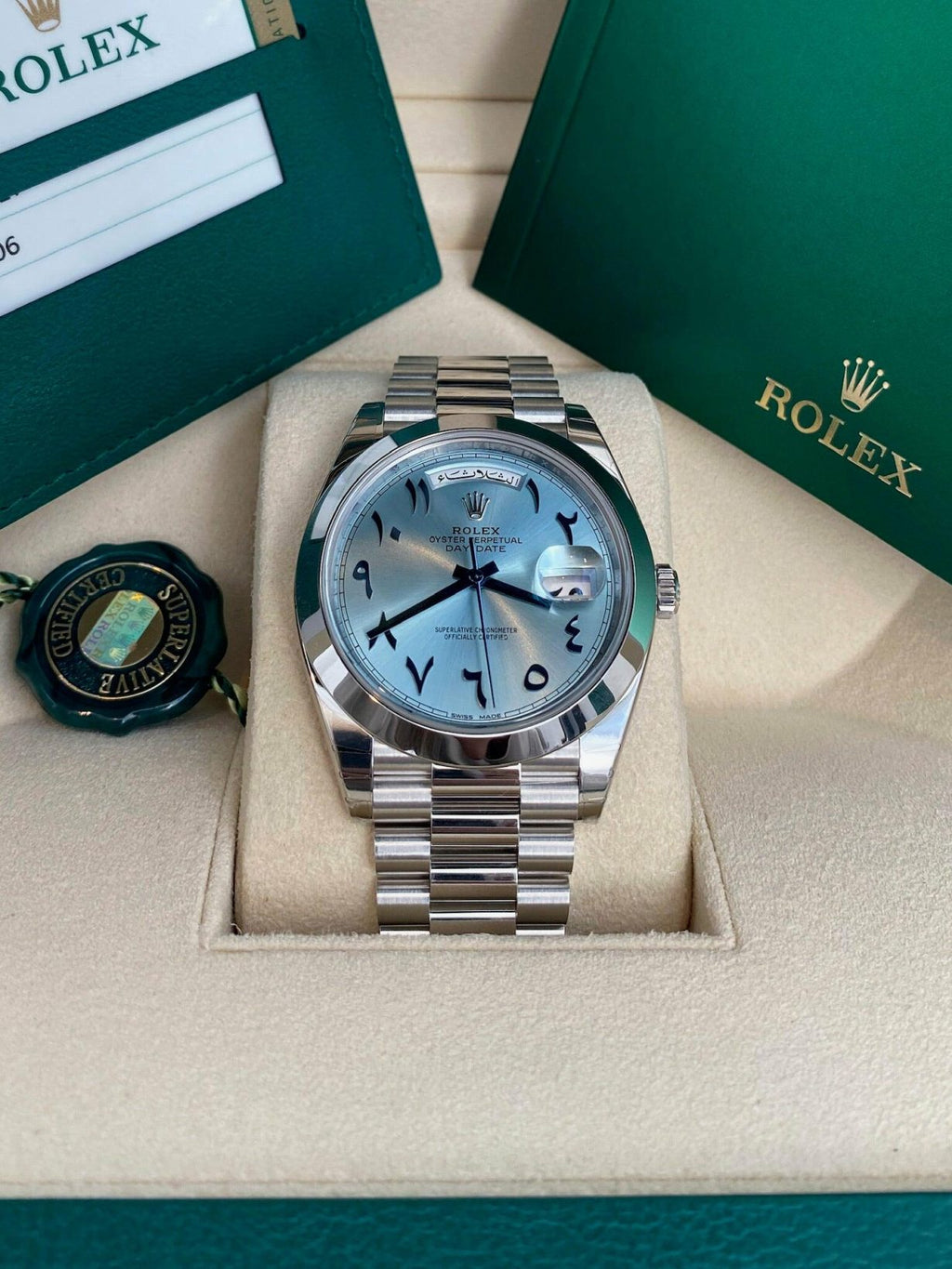 Rolex Day-Date 40 – 228206 Platinum Arabic Dial