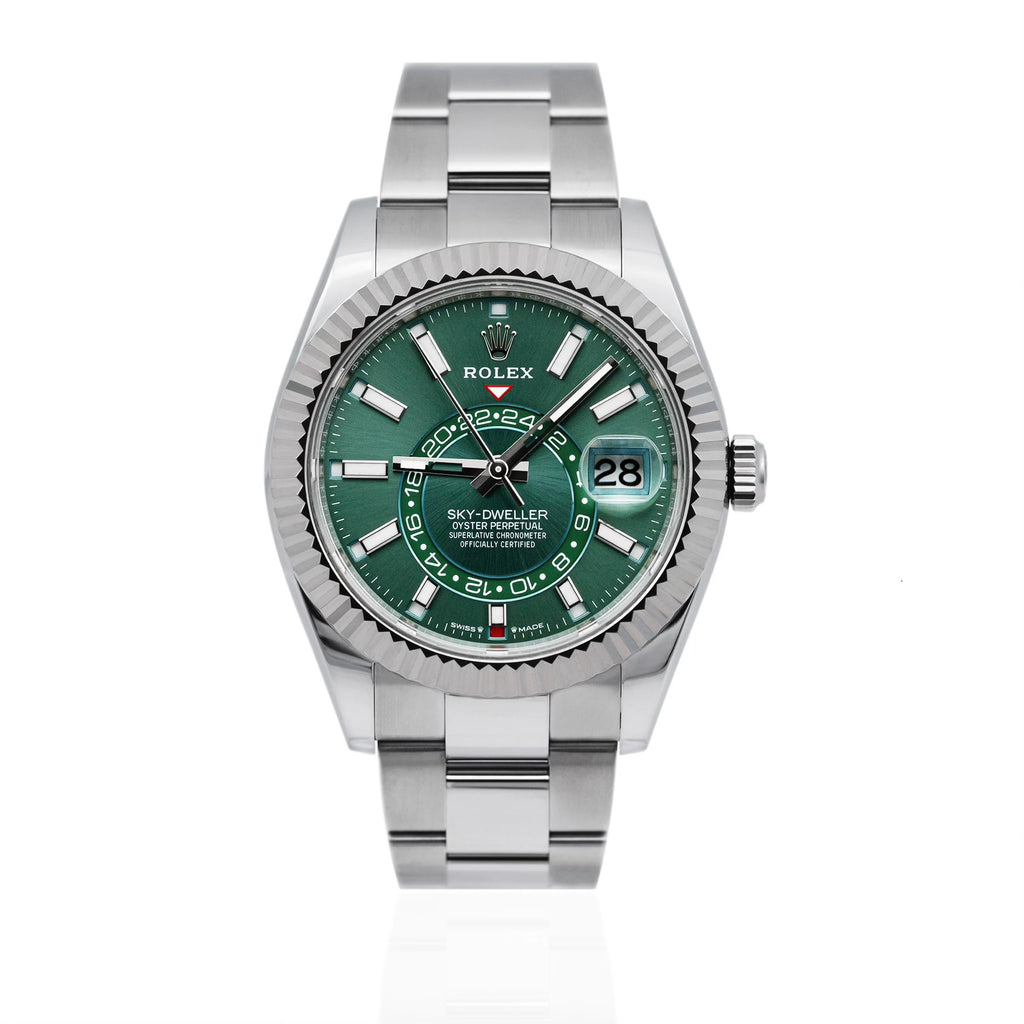 SKY-DWELLER SS GREEN DIAL STICK MARKERS 42mm