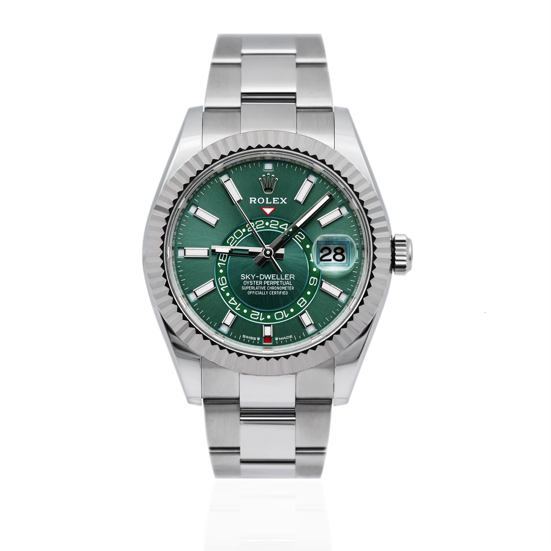 SKY-DWELLER SS GREEN DIAL STICK MARKERS 42mm