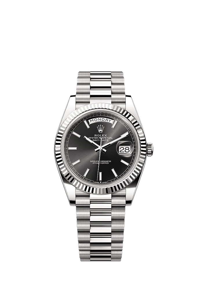 Rolex White Gold Day-Date - 40mm - Bright black - President